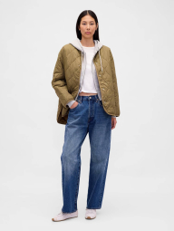 Женская стеганая куртка GAP на кнопках 1159854900 (Зеленый XL)