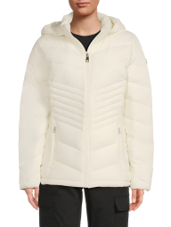 Жіноча стьобана куртка Calvin Klein з капюшоном 1159860952 (Молочний M)