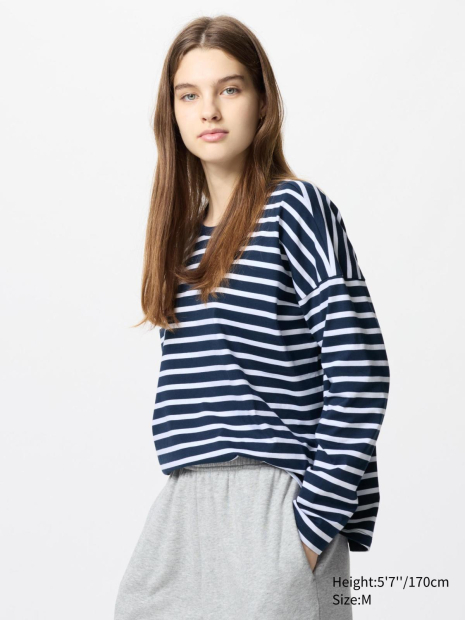 Стильний лонгслів Uniqlo 1159838469 (Синій L)