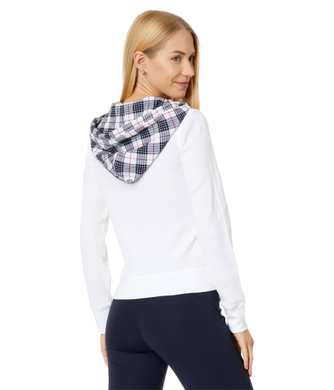 Женский лонгслив с капюшоном Tommy Hilfiger из вафельной ткани 1159838581 (Белый XS)