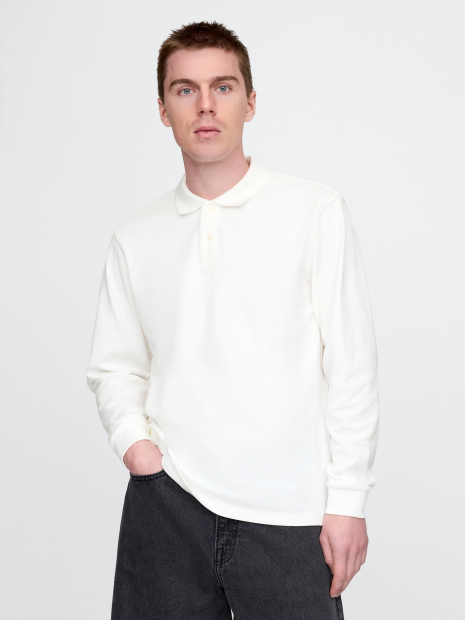 Мужское поло c длинным рукавом GAP лонгслив 1159838816 (Белый XXL)