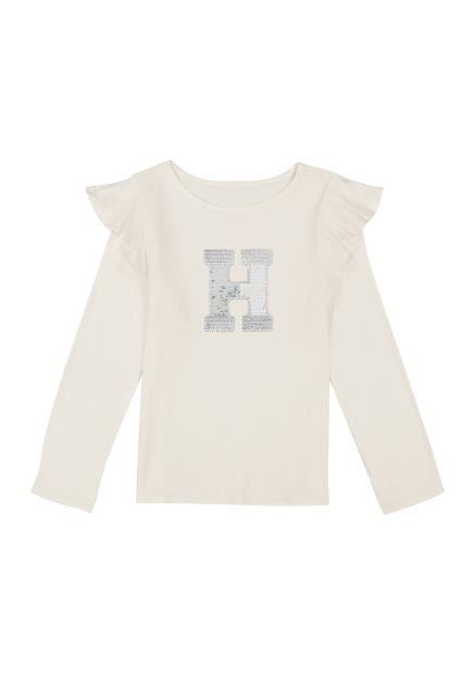 Детский лонгслив Tommy Hilfiger с логотипом из пайеток 1159839461 (Белый XL)