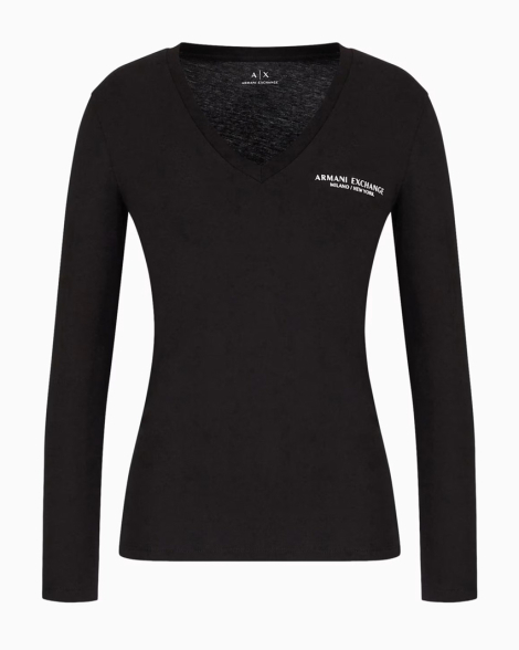 Базовий лонгслів Armani Exchange з логотипом 1159841454 (Чорний XXL)