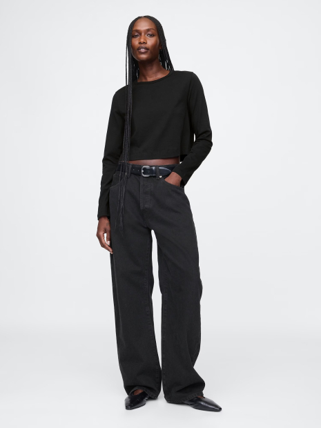 Укороченный лонгслив GAP 1159841534 (Черный M)