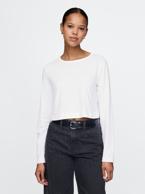 Укороченный лонгслив GAP 1159841559 (Белый S)