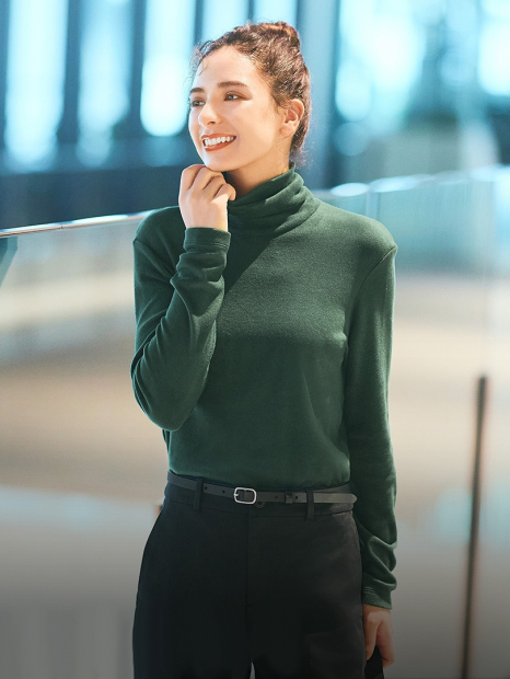 Флісовий лонгслів HEATTECH UNIQLO водолазка 1159842322 (Зелений XL)