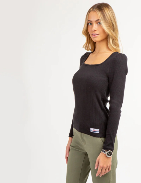 Базовый лонгслив U.S. Polo Assn в рубчик 1159842708 (Черный M)