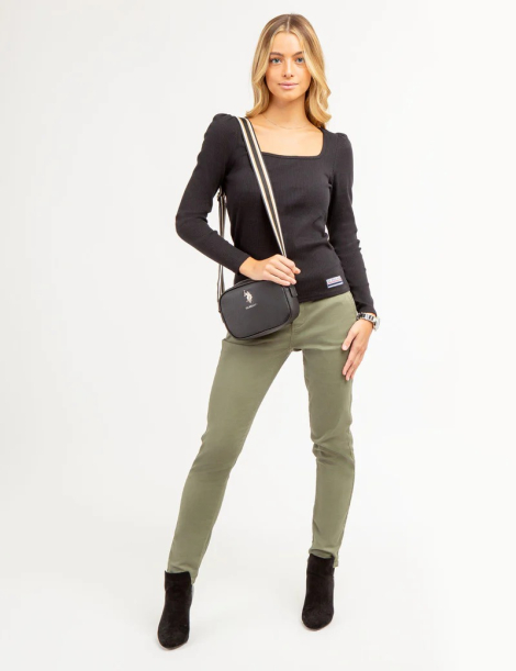 Базовый лонгслив U.S. Polo Assn в рубчик 1159842708 (Черный M)