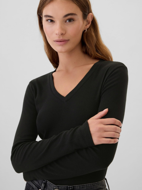 Базовый лонгслив GAP 1159843942 (Черный M)
