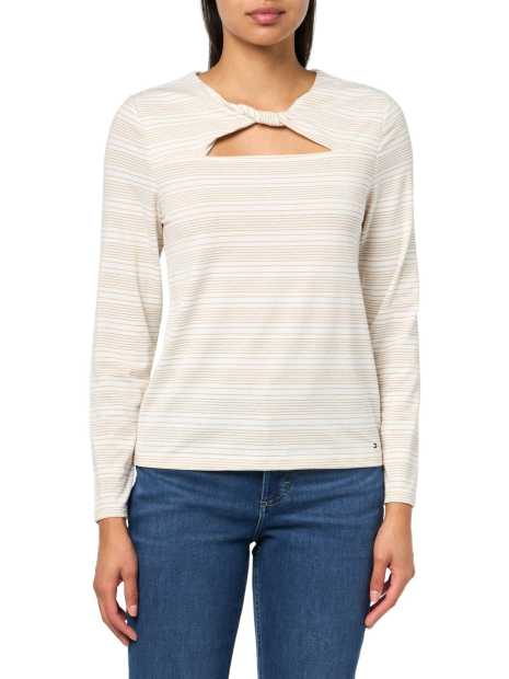 Жіночий лонгслів Tommy Hilfiger із декоративним вузлом 1159844662 (Білий XL)