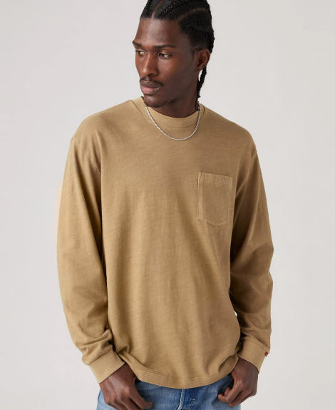 Чоловічий лонгслів Levi's з логотипом 1159847592 (Коричневий XXL)