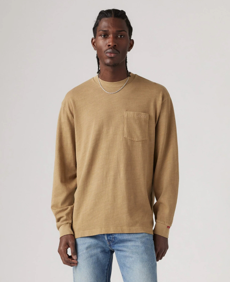 Чоловічий лонгслів Levi's з логотипом 1159847592 (Коричневий XXL)