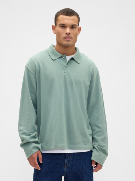 Мужской лонгслив-поло GAP 1159848041 (Зеленый L)