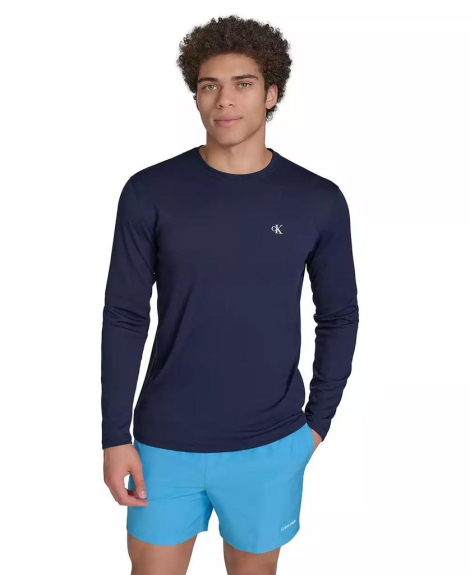 Мужской лонгслив-рашгард Calvin Klein с защитой от солнца UPF 40 1159849583 (Синий XXL)