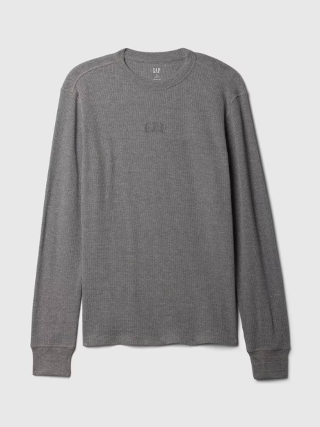 Чоловічий вафельний лонгслів GAP з логотипом 1159851757 (Сірий XL)