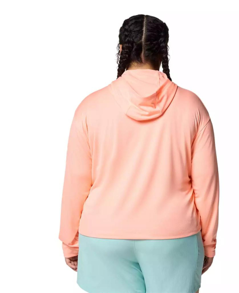 Женский лонгслив с капюшоном Columbia с защитой UPF 50 1159852065 (Оранжевый 3X)