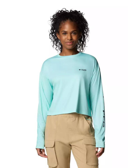 Женский лонгслив Columbia с защитой UPF 40 и влагоотводящей способностью 1159852143 (Бирюзовый L)