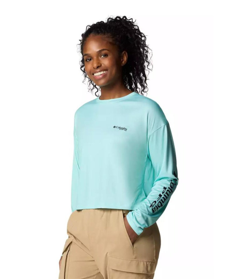 Женский лонгслив Columbia с защитой UPF 40 и влагоотводящей способностью 1159852143 (Бирюзовый L)