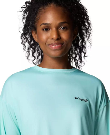 Женский лонгслив Columbia с защитой UPF 40 и влагоотводящей способностью 1159852143 (Бирюзовый L)