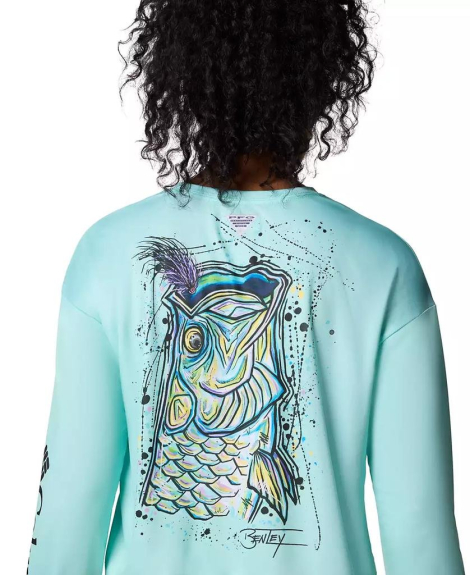 Женский лонгслив Columbia с защитой UPF 40 и влагоотводящей способностью 1159852143 (Бирюзовый L)