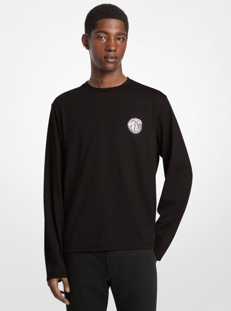 Мужской лонгслив Michael Kors с принтом 1159852197 (Черный M)