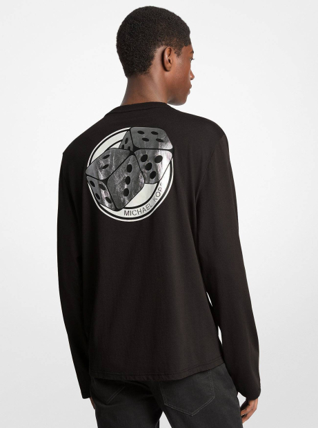 Мужской лонгслив Michael Kors с принтом 1159852197 (Черный M)