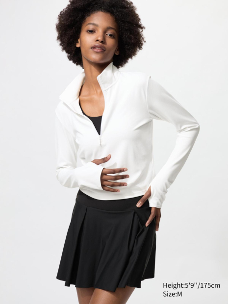 Женский укороченный лонгслив с технологией AIRism Uniqlo на полумолнии 1159855324 (Белый XS)