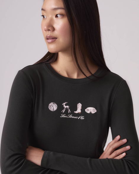 Женский лонгслив Levi's с принтом 1159856495 (Серый XS)