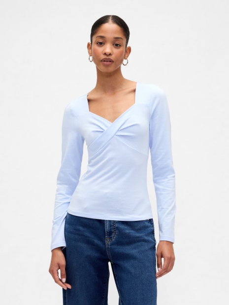 Жіночий лонгслів GAP з фігурним вирізом 1159856774 (Блакитний XL)