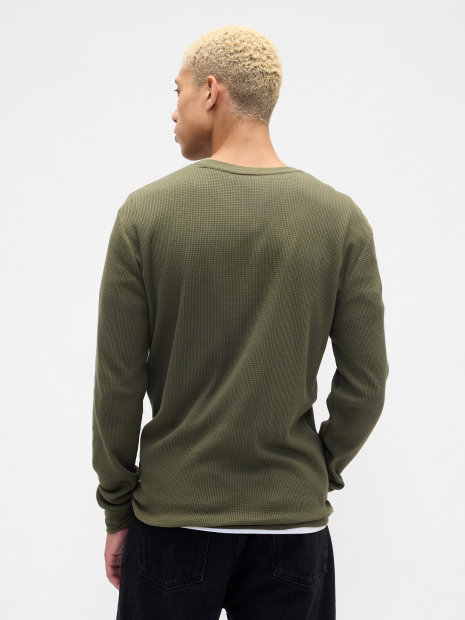 Чоловічий лонгслів GAP із вафельної тканини 1159856710 (Зелений L)