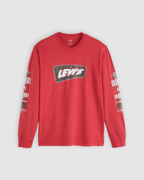 Чоловічий лонгслів Levi's з принтом 1159857623 (Червоний L)