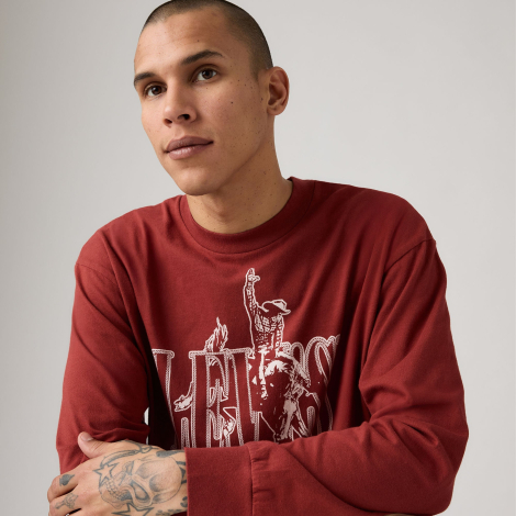 Мужской лонгслив Levi's с логотипом 1159858038 (Бордовый M)