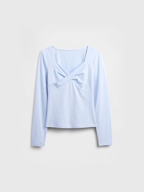 Жіночий лонгслів GAP з фігурним вирізом 1159858172 (Блакитний XS)