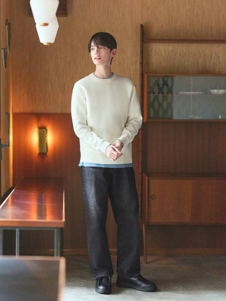 Однотонний лонгслів UNIQLO 1159858335 (Блакитний M)