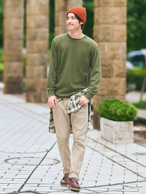 Однотонний лонгслів UNIQLO 1159858339 (Зелений M)