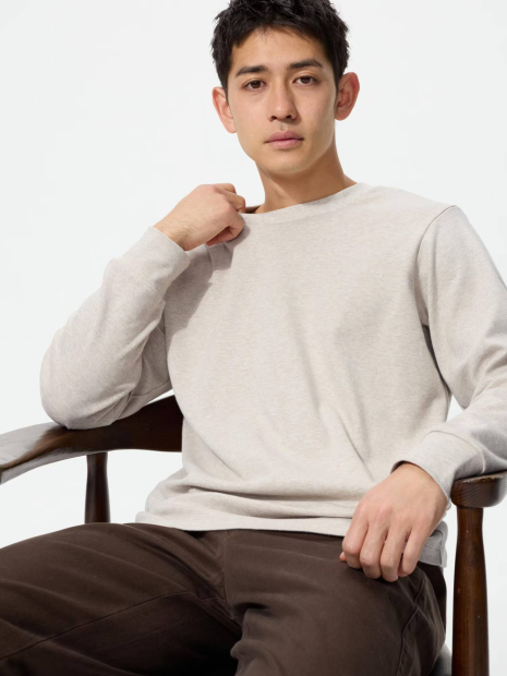 Однотонний лонгслів UNIQLO 1159858340 (Бежевий S)