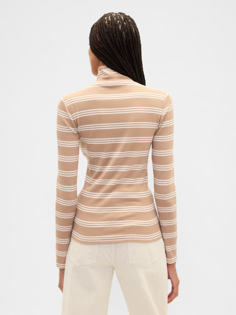 Женский лонгслив GAP водолазка в рубчик 1159858755 (Коричневый M)