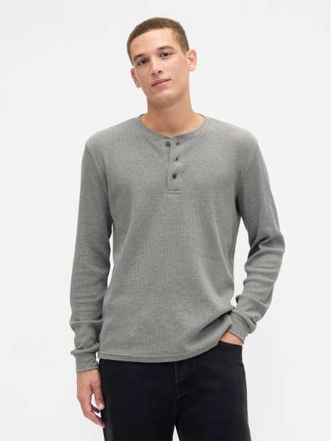 Мужской лонгслив GAP из вафельной ткани 1159858753 (Серый XL)