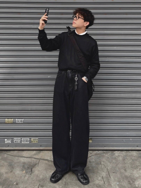 Мужской вязаный флисовый лонгслив UNIQLO 1159859671 (Черный XXL)