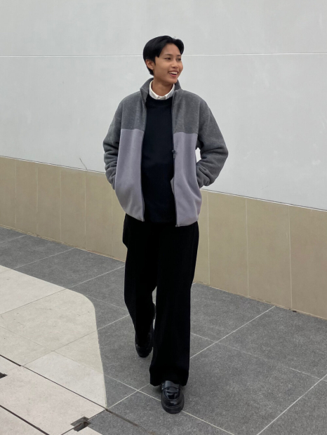 Мужской вязаный флисовый лонгслив UNIQLO 1159859671 (Черный XXL)