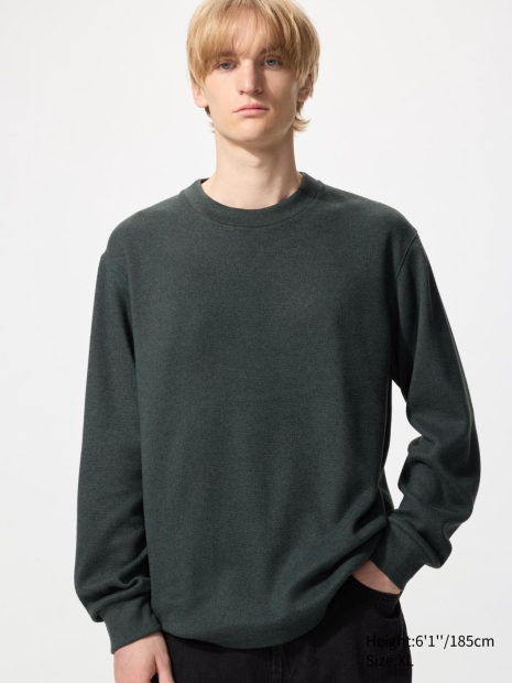Мужской вязаный флисовый лонгслив UNIQLO 1159860708 (Зеленый M)
