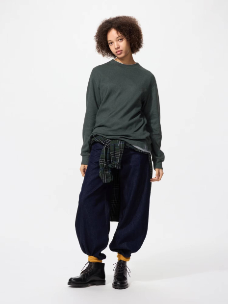 Мужской вязаный флисовый лонгслив UNIQLO 1159860708 (Зеленый M)