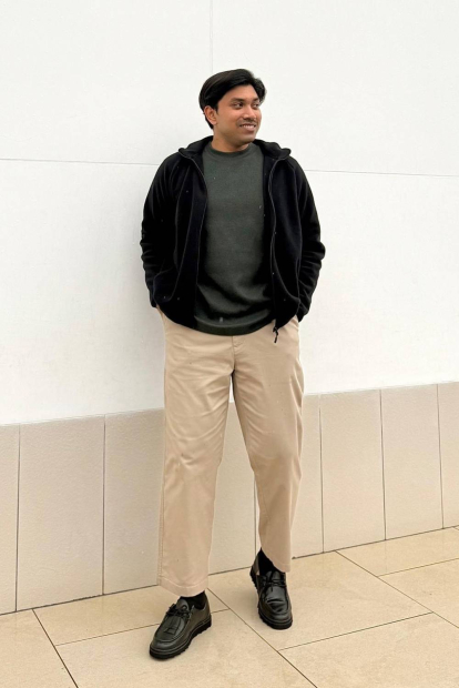 Мужской вязаный флисовый лонгслив UNIQLO 1159860708 (Зеленый M)