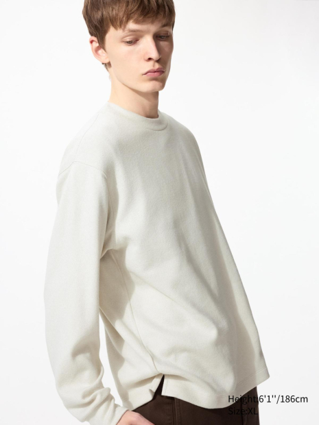 Мужской вязаный флисовый лонгслив UNIQLO 1159860748 (Молочный 3XL)