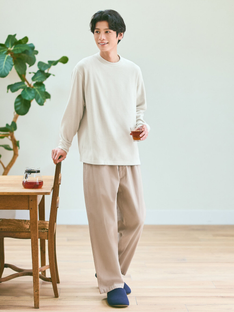 Мужской вязаный флисовый лонгслив UNIQLO 1159860748 (Молочный 3XL)