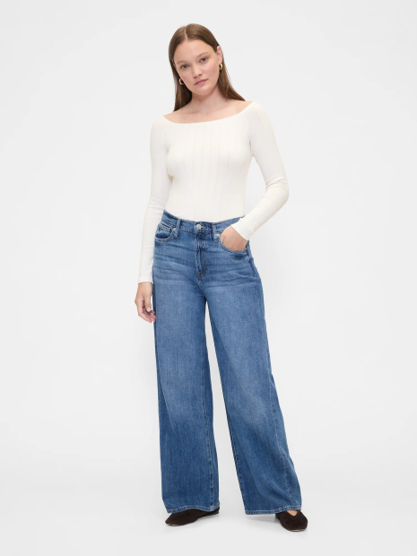Женский лонгслив GAP в рубчик 1159860843 (Молочный XL)
