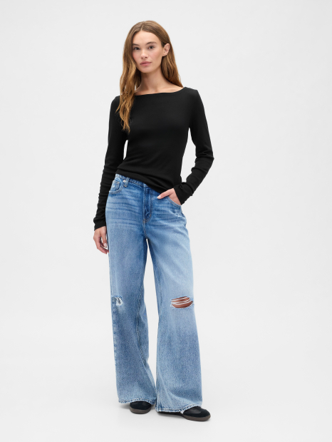 Базовый лонгслив GAP 1159861007 (Черный XXL)