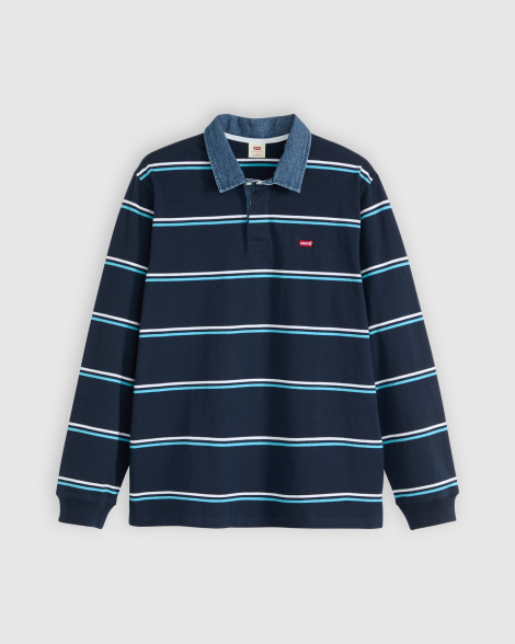 Мужской лонгслив-поло Levi's с контрастным воротником 1159862341 (Синий L)