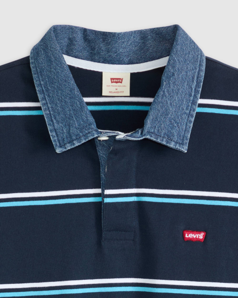 Мужской лонгслив-поло Levi's с контрастным воротником 1159862341 (Синий L)