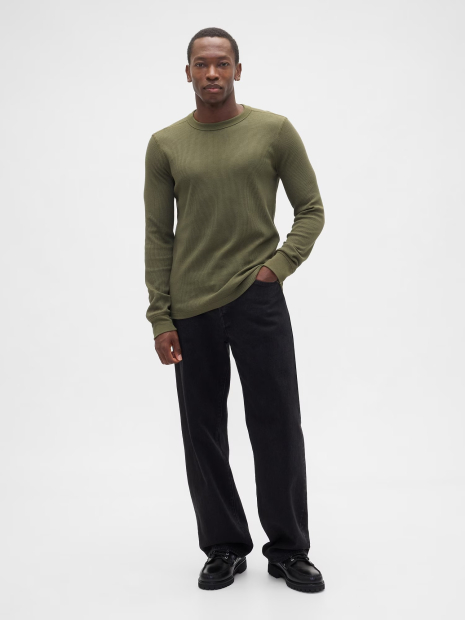 Мужской лонгслив GAP из вафельной ткани 1159862804 (Зеленый XXL)